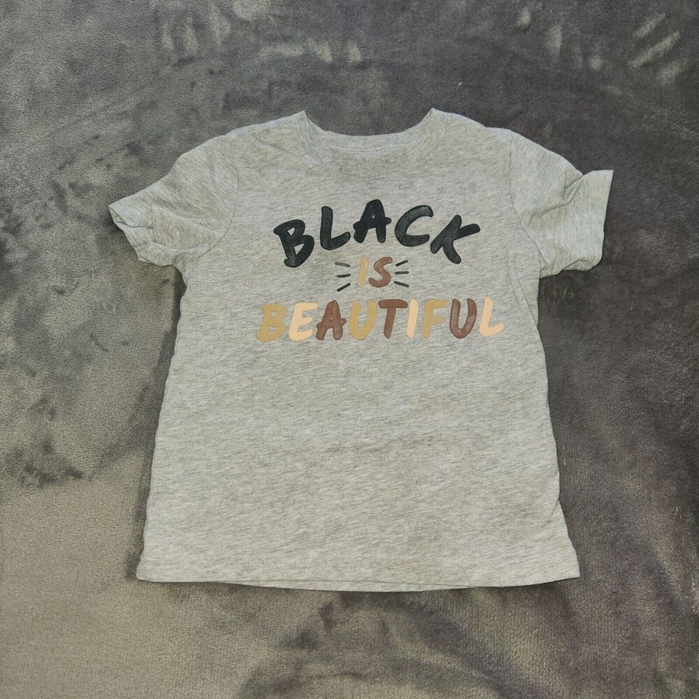 Carter's Unisex Toddler Grey Black is Beautiful Short Sleeve Shirt Size 2t